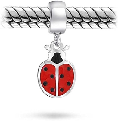 ปรับแต่งสีแดง Lucky Ladybug แมลง Gardener Dangle Charm ลูกปัดสำหรับผู้หญิงวัยรุ่น