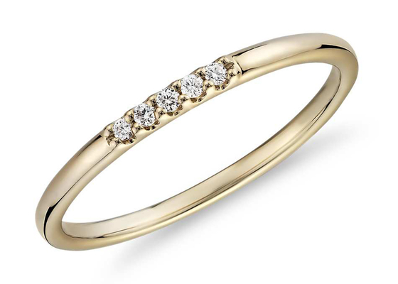 0.05ct 5 ชิ้นแหวนทอง 9K 2 มม. พร้อมเพชรธรรมชาติสำหรับหมั้น ODM