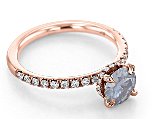 วัสดุทอง 9K Lab Grown Moissanite Ring สีเงินสีเทา 1ct 5pcs Dimension