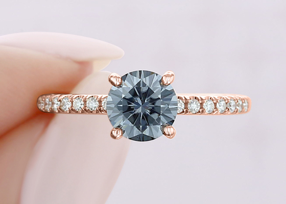 วัสดุทอง 9K Lab Grown Moissanite Ring สีเงินสีเทา 1ct 5pcs Dimension