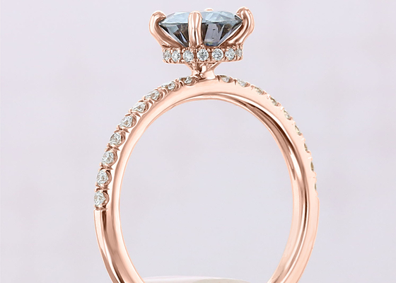 วัสดุทอง 9K Lab Grown Moissanite Ring สีเงินสีเทา 1ct 5pcs Dimension
