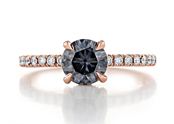 วัสดุทอง 9K Lab Grown Moissanite Ring สีเงินสีเทา 1ct 5pcs Dimension
