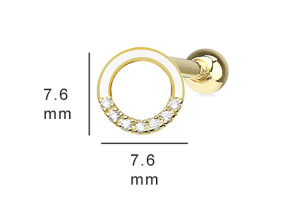ต่างหูกระดูกอ่อนเพชรทองคำ 14k 0.126ct, ต่างหูเกลียวเจาะ 14 ชิ้น OEM