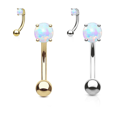 สตั๊ดจมูกทองคำ 18k ความยาว 25 มม. เจาะจมูก OEM ด้วยโอปอลเฟอร์สีขาว