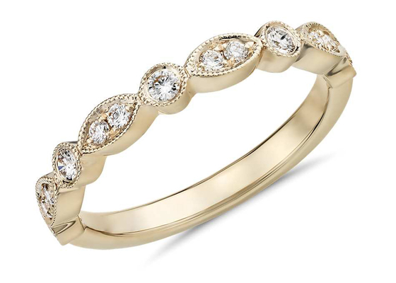 9K 0.13ct ทองและเพชรซ้อนแหวน 1.5MM witdth กลมตัด ODM
