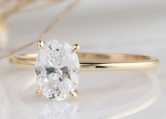 1.5ct Oval Cut Lab Grown Moissanite Ring วัสดุทอง 14K 0.7×0.9cm size