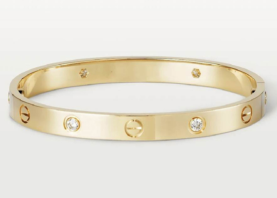 0.42ct 38.05g 18K Solid Gold Jewellery Natural Diamond Love Bracelet oDM
