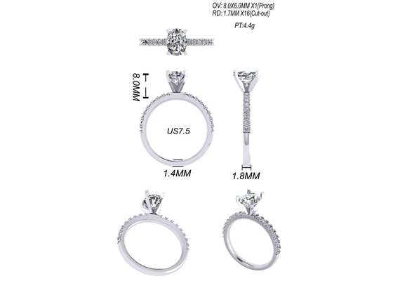 แหวนเพชรทรงกลม 1.5 กะรัต 2.45ก. น้ำหนัก OV8×6MM ขนาดสำหรับหมั้น