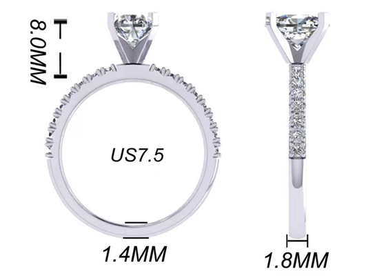 แหวนเพชรทรงกลม 1.5 กะรัต 2.45ก. น้ำหนัก OV8×6MM ขนาดสำหรับหมั้น