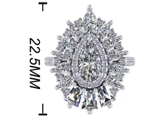 1.5ct 49pcs Classic Halo แหวนหมั้นเพชรสีขาวชุบทองคำขาว ODM