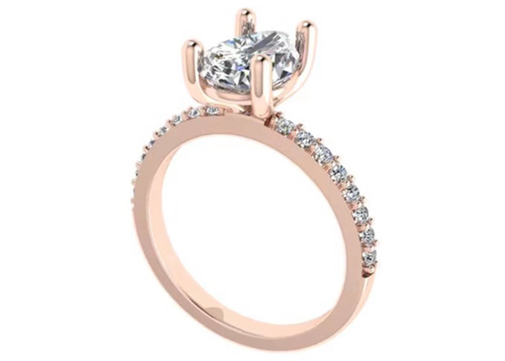 แหวนแต่งงานโรสโกลด์ 18k Pear Cut 10.67x7.23x4.1mm สำหรับหมั้น