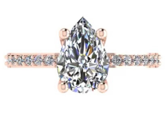 แหวนแต่งงานโรสโกลด์ 18k Pear Cut 10.67x7.23x4.1mm สำหรับหมั้น