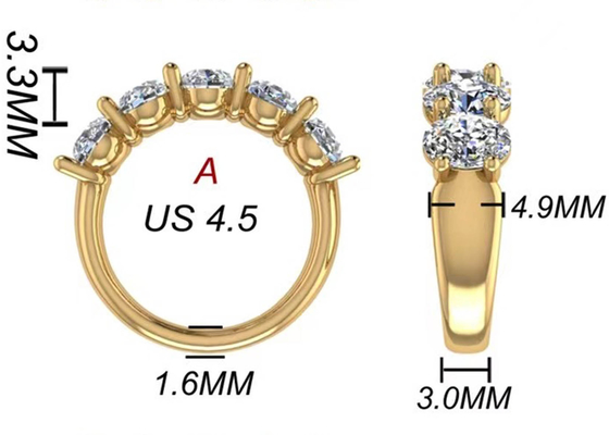 แหวนเพชรวงรี 18K Rose Gold 6.43x 4.7x 3.03mm ขนาดครบรอบ