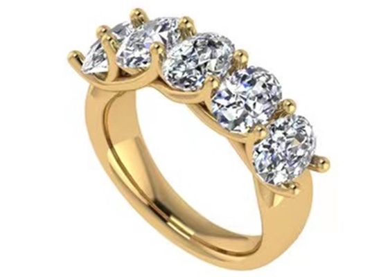 แหวนเพชรวงรี 18K Rose Gold 6.43x 4.7x 3.03mm ขนาดครบรอบ