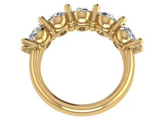แหวนเพชรวงรี 18K Rose Gold 6.43x 4.7x 3.03mm ขนาดครบรอบ