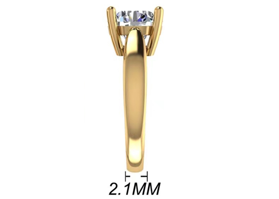 การตั้งค่ามือ 14K เครื่องประดับทองคำขาว, กลม 2.7 กะรัต Natural Solitaire Diamond Rings