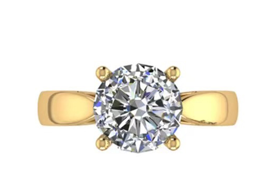 การตั้งค่ามือ 14K เครื่องประดับทองคำขาว, กลม 2.7 กะรัต Natural Solitaire Diamond Rings
