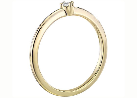 Solitaire Stone 14K สีเหลืองทองเครื่องประดับแหวน 0.1ct Claw การตั้งค่าประเภท VS1 Clarity grade