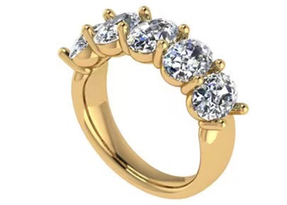 แหวนหมั้นทองคำ 18k วงรี Brilliant Cut 6.43x 4.7x3.03mm ODM
