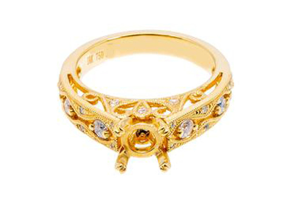 6 ชิ้น 0.07ct เพชร Semi Mount เครื่องประดับแหวน 18K สีเหลืองทอง Material