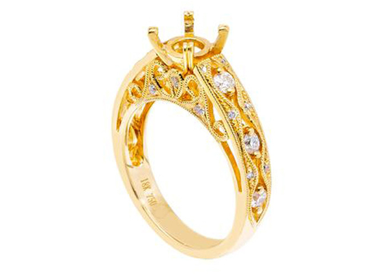 6 ชิ้น 0.07ct เพชร Semi Mount เครื่องประดับแหวน 18K สีเหลืองทอง Material