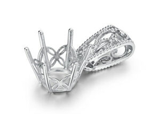 2.3g การตั้งค่าจี้กึ่งเมา, จี้เพชรทองคำขาว 18k 4 ชิ้น 0.1ct