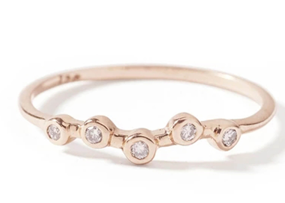 Tiny 0.10ct 14K สีเหลืองทองเครื่องประดับแหวนเพชรสำหรับงานแต่งงาน 1.5mm-2.5mm Band Size
