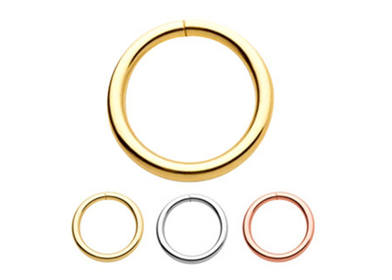 แหวนเจาะทอง 14k 1 / 4inches 5/16inches 3/18inches For Nose Lip Ear
