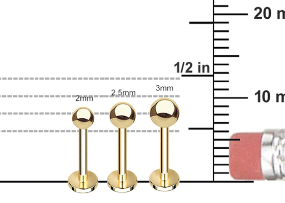 ต่างหูกระดูกอ่อนทองคำ 14k OEM, ต่างหูเจาะร่างกาย 5mm 8mm 10mm Length
