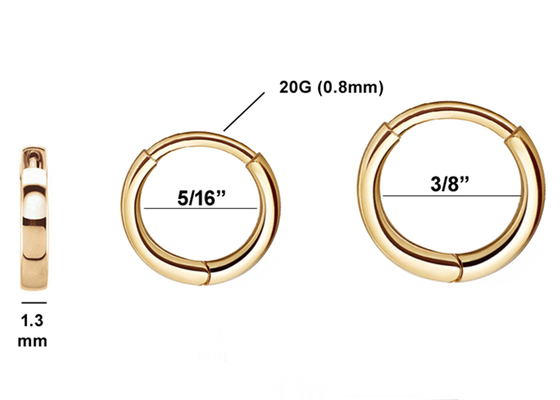 ODM Gold Huggie Hoop ต่างหู, ต่างหูกระดูกอ่อนทรงกลมแบบคลาสสิก OEM