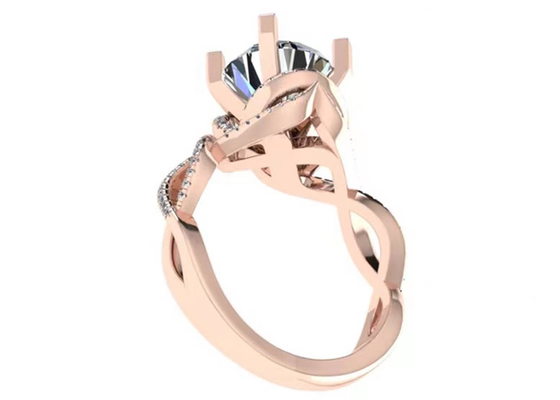 ODM 18K Rose Gold Ring 9mm Brilliant Round Cut สำหรับของขวัญแต่งงาน