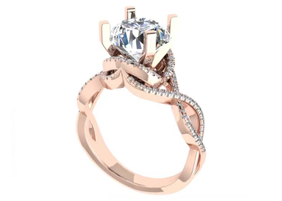 ODM 18K Rose Gold Ring 9mm Brilliant Round Cut สำหรับของขวัญแต่งงาน