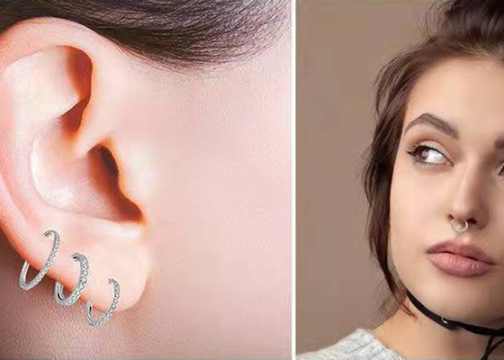 เจาะจมูกเพชรสีเหลืองทอง 18K รูปหัวใจ 3mm OEM ODM