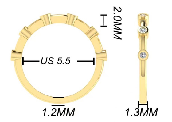 6pcs Diamonds 18k Rose Gold Ring 1.5mm Round Cut OEM for Engagement