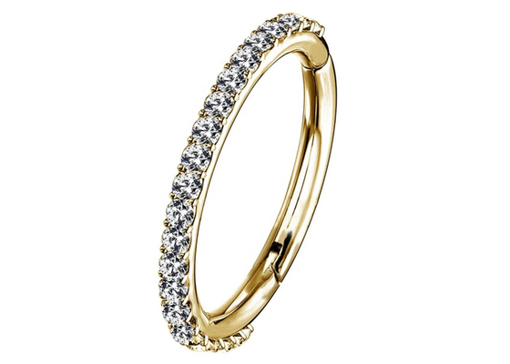 บานพับ Septum 14k Gold Clicker Claw การตั้งค่าประเภท 1.3mm Diamond