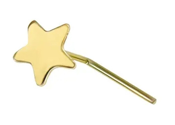 3mm Plain Star ทอง 18K เจาะจมูก L รูปร่าง 0.6mm ความหนา