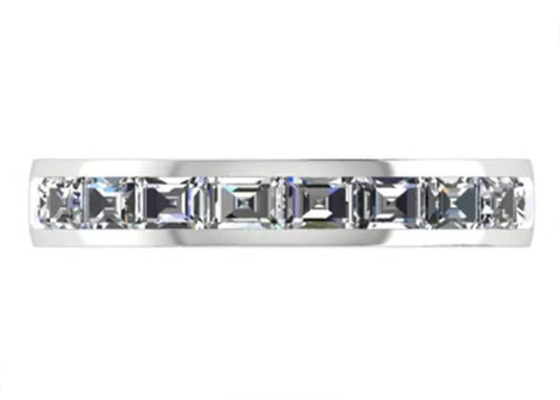 แหวนหมั้นทองคำขาว EM Cut, ทองคำขาว 18k และแหวนเพชร 3.0 × 2.3mm