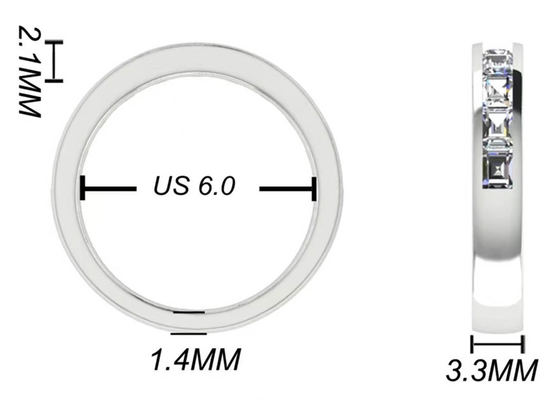 แหวนหมั้นทองคำขาว EM Cut, ทองคำขาว 18k และแหวนเพชร 3.0 × 2.3mm