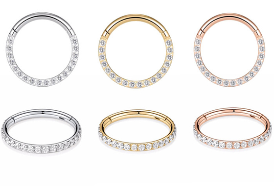 Dia 9mm 11mm ทอง 18k สตั๊ดจมูก, เจาะแหวนจมูกด้วย 0.14ct Natural Diamonds