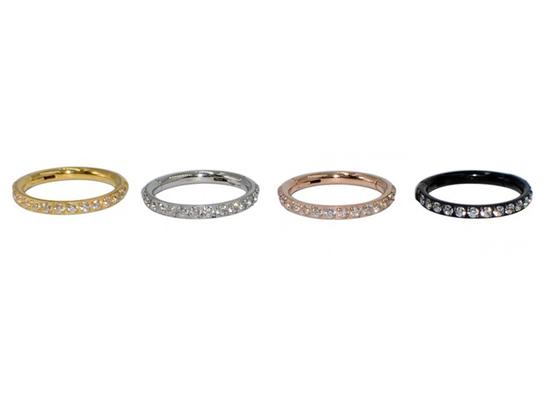 ชิ้นส่วนบานพับ 14K Gold Clicker Hoop พร้อม 16G Pave Diamond