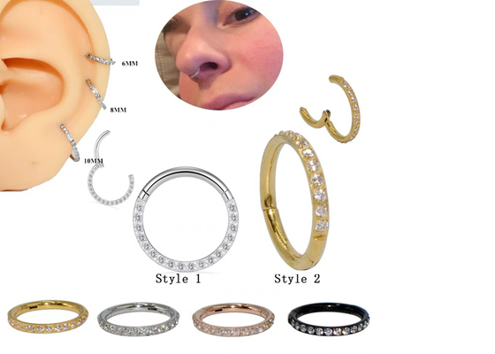 ชิ้นส่วนบานพับ 14K Gold Clicker Hoop พร้อม 16G Pave Diamond