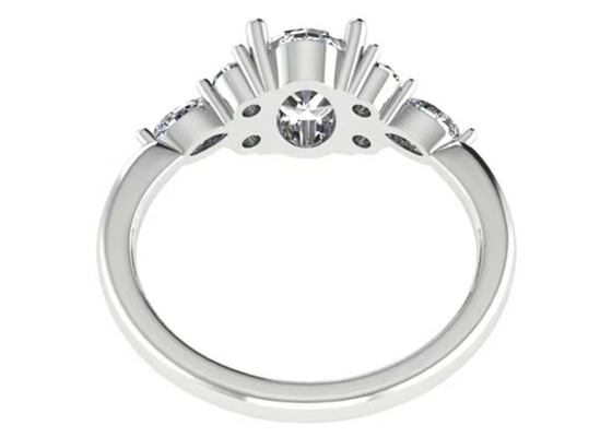 แหวนหมั้นเพชรวงรี OEM, แหวนทองคำขาวกลม 7.19x5.15x3.17mm size