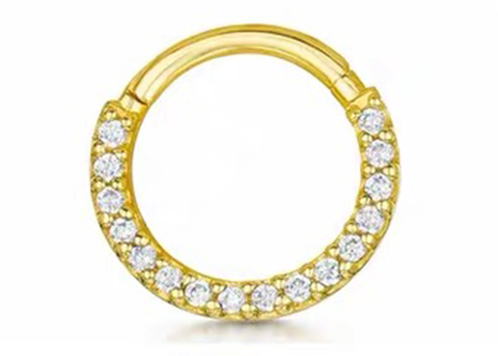 14G 16G 14k Gold Clicker เจาะจมูก Septum 6mm 10mm Size