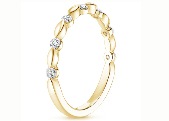 แหวนทองคำแท้ 14K เพชรที่เล็กที่สุด 2mm 7pcs Stone Size 0.18ct