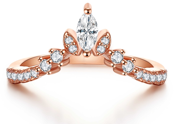 0.61ct 14K สีเหลืองทองแหวนเครื่องประดับ 2mm 1.5mm Stone Size พร้อมเพชรธรรมชาติ