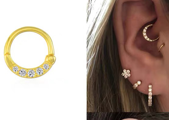 Eternity Hoop 14K Gold Clicker เจาะ OEM ODM สำหรับจมูก Septum
