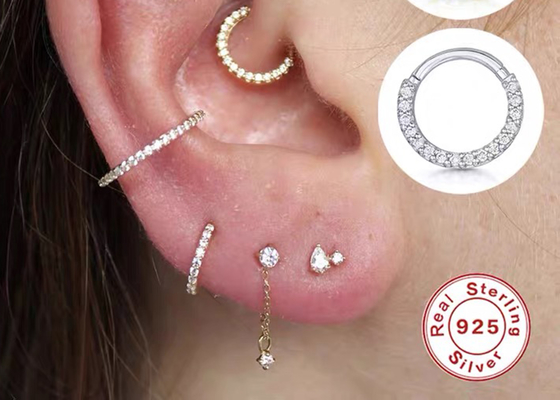 Clicker ทอง 14K บานพับไร้รอยต่อ 16g-40g สำหรับกระดูกอ่อน Tragus