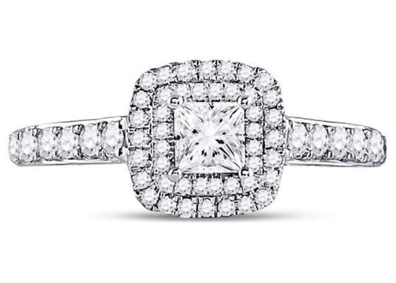 3.65g 14K เครื่องประดับทองคำขาว, 0.8ct Square Women's White Gold Diamond Rings