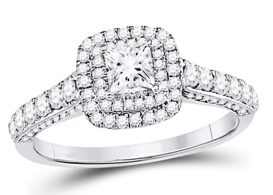 3.65g 14K เครื่องประดับทองคำขาว, 0.8ct Square Women's White Gold Diamond Rings