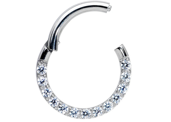 แหวนเจาะเพชร Tragus 0.1ct, แหวนจมูกทองคำขาวด้านใน Dia 8-15mm